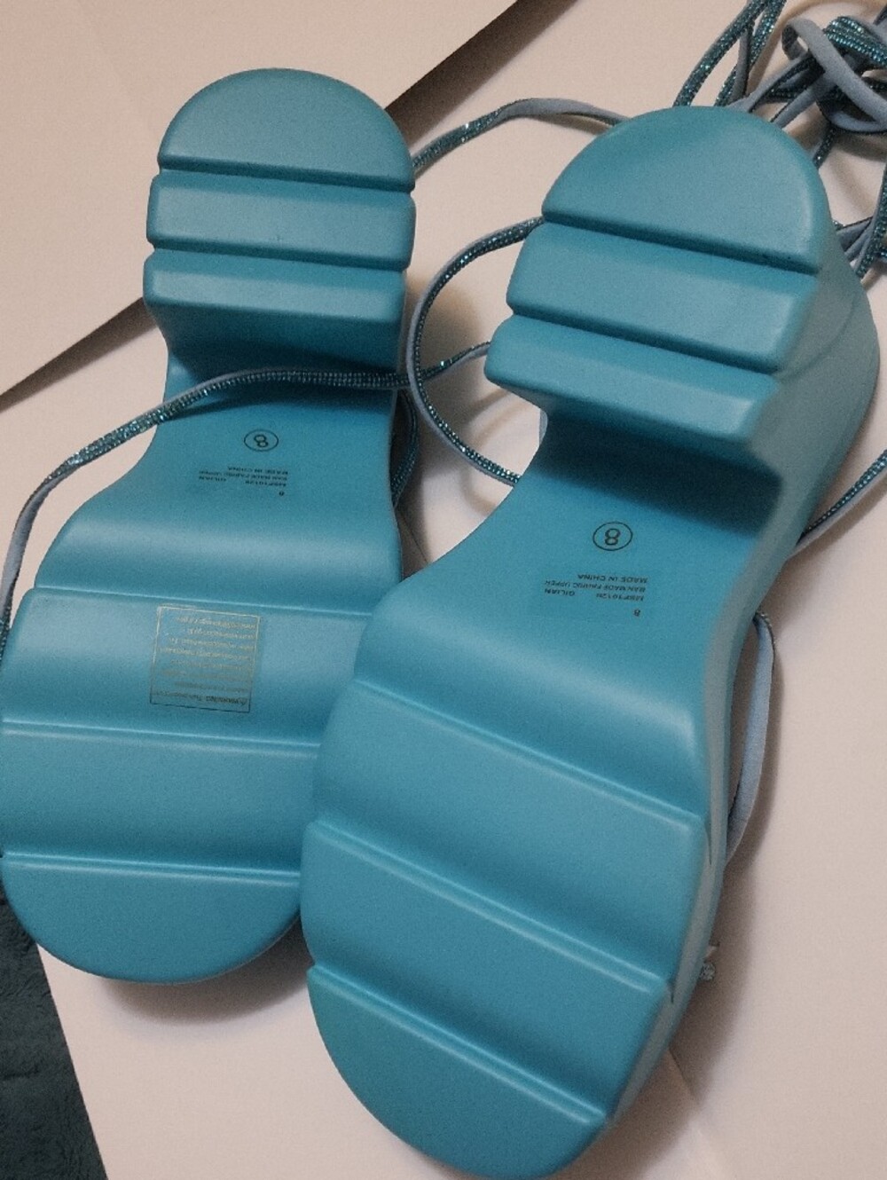 Cape Robbin Teal Turquoise Platform Wrap Sandals - Picture 6 of 6